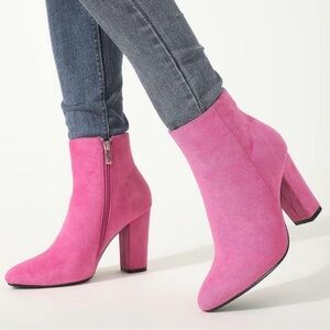 Pink Suede Ankle Boots